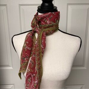 GUC Paisley scarf/head wrap. Light olive/wine. Sheer. 60 inches long.